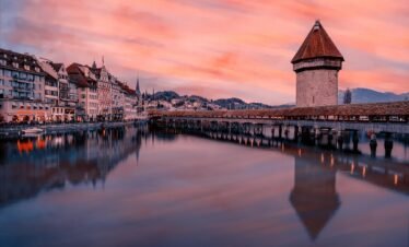 europe, nature, switzerland, lucerne, city, architecture, building, flow, sunset, to travel, photo