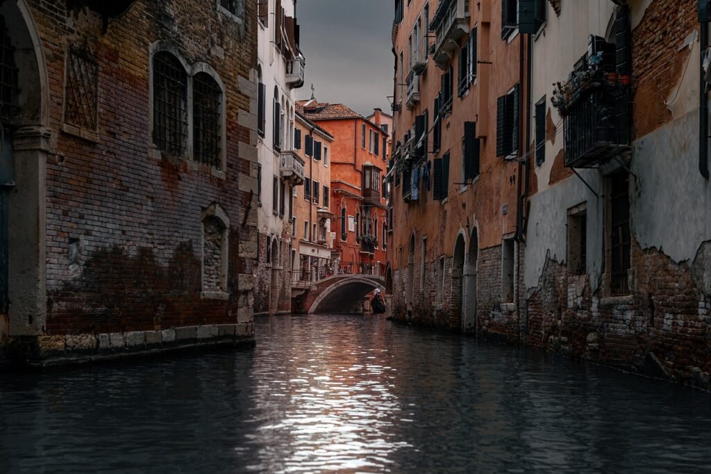 canal, waterway, venice, buildings, facade, italy, architecture, city, channel, europe, travel, tourism, venetian