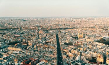 a view of the city of paris from the top of the eiffel tower