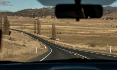 a view from inside a car of a highway
